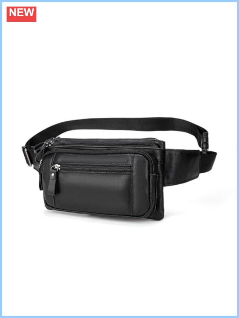 Full-Grain Leather Sling Bag Crossbody Waist Pack Adjustable Strap